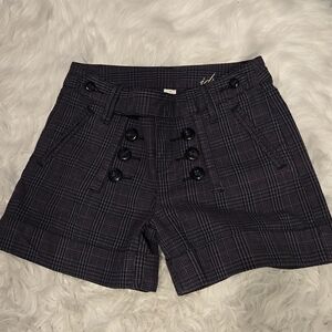 Anthropologie Idra Charcoal Plaid Women Shorts Sz 0